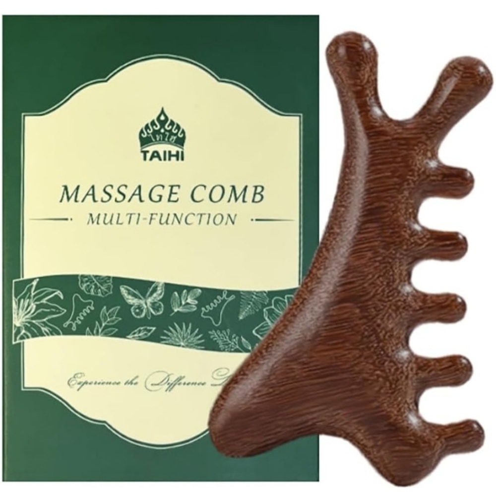 TAIHI Green Sandalwood Scalp Comb Gua Sha Head Neck Face Care Self Care Relax